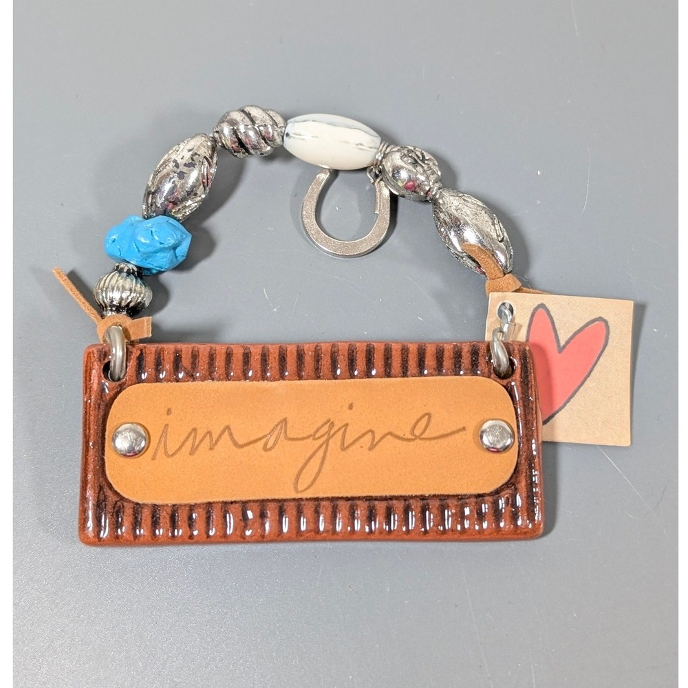 Sandra Magsamen Silvestri Imagine Inspirational Hanging Plaque Faux Turquoise